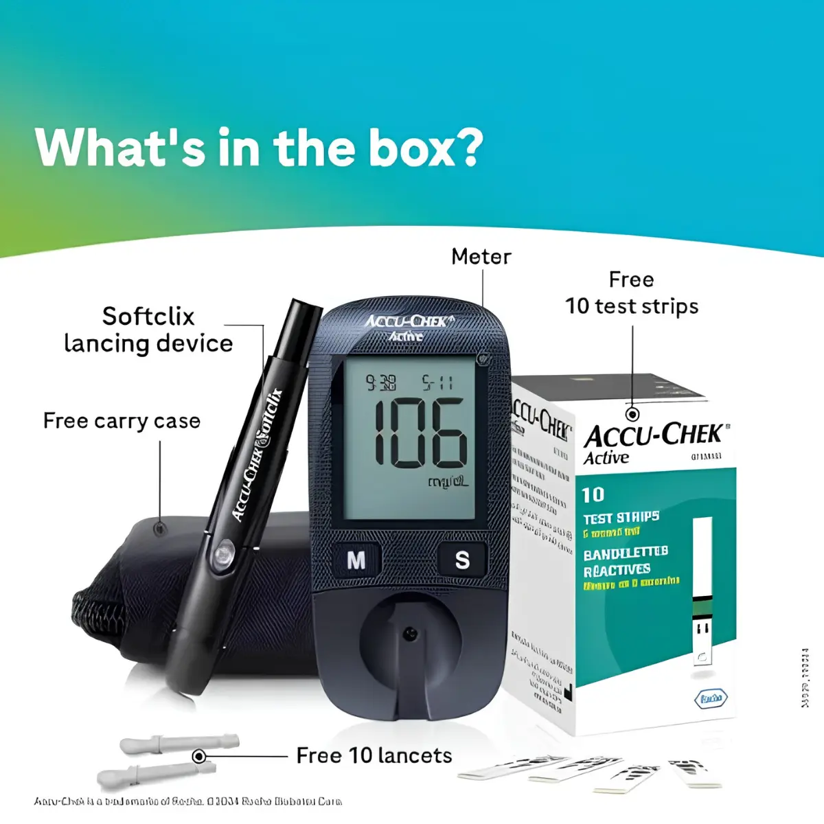 Accu Chek Active blood sugar testing machine kit