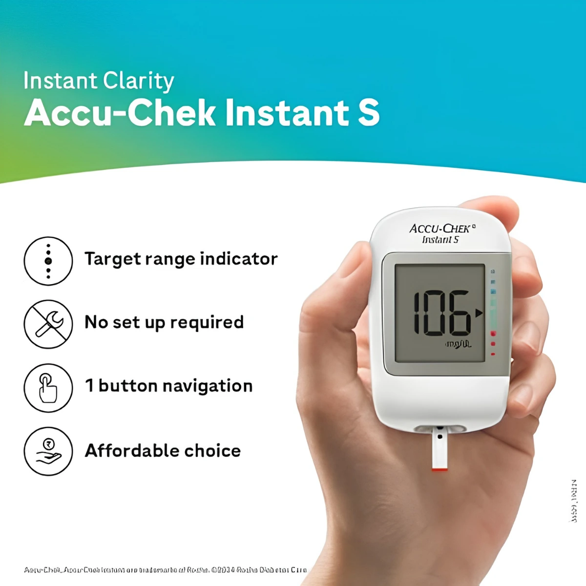 Accu Chek Instant blood sugar monitor with target range indicator