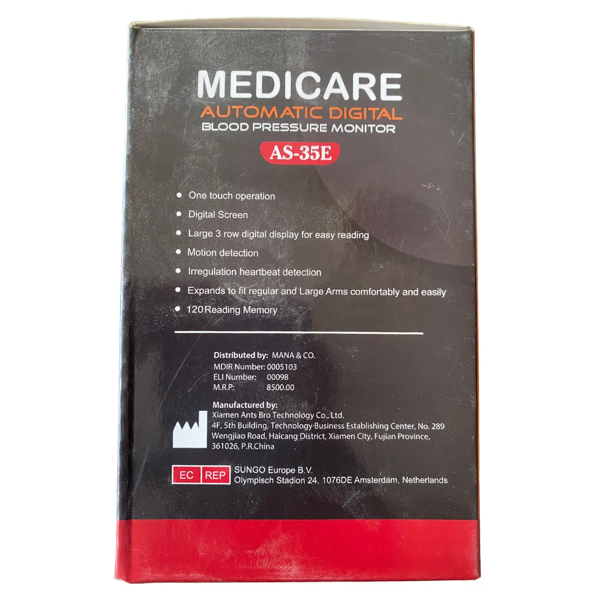 Medicare AS-35E rechargeable digital blood pressure testing machine for home