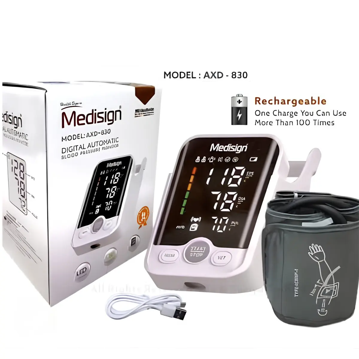 Medisign AXD 830 rechargeable digital blood pressure machine for home use