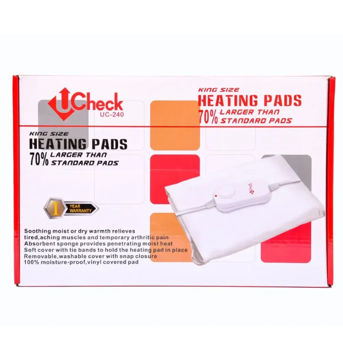 UCheck UC-240 Electric Heating Pad for Pain Relief | Rapid Heating Thermal Therapy Pad with Multi-Level Heat Controller - Image 2