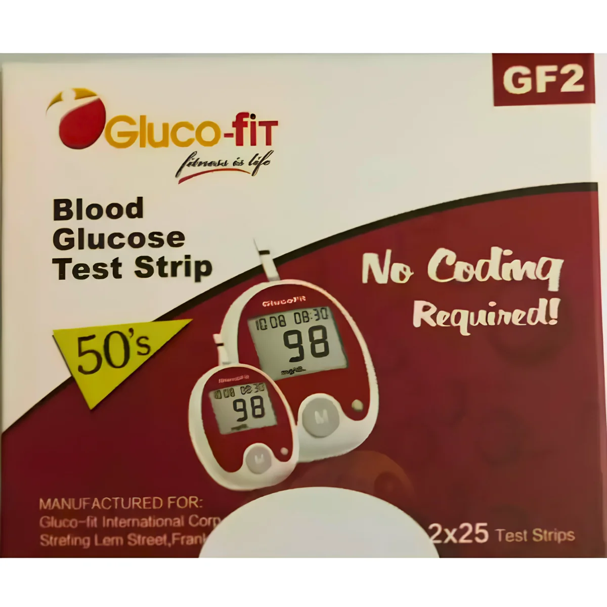 Glucofit Glucose Test Strips 50 Pack (2x25 Vials)