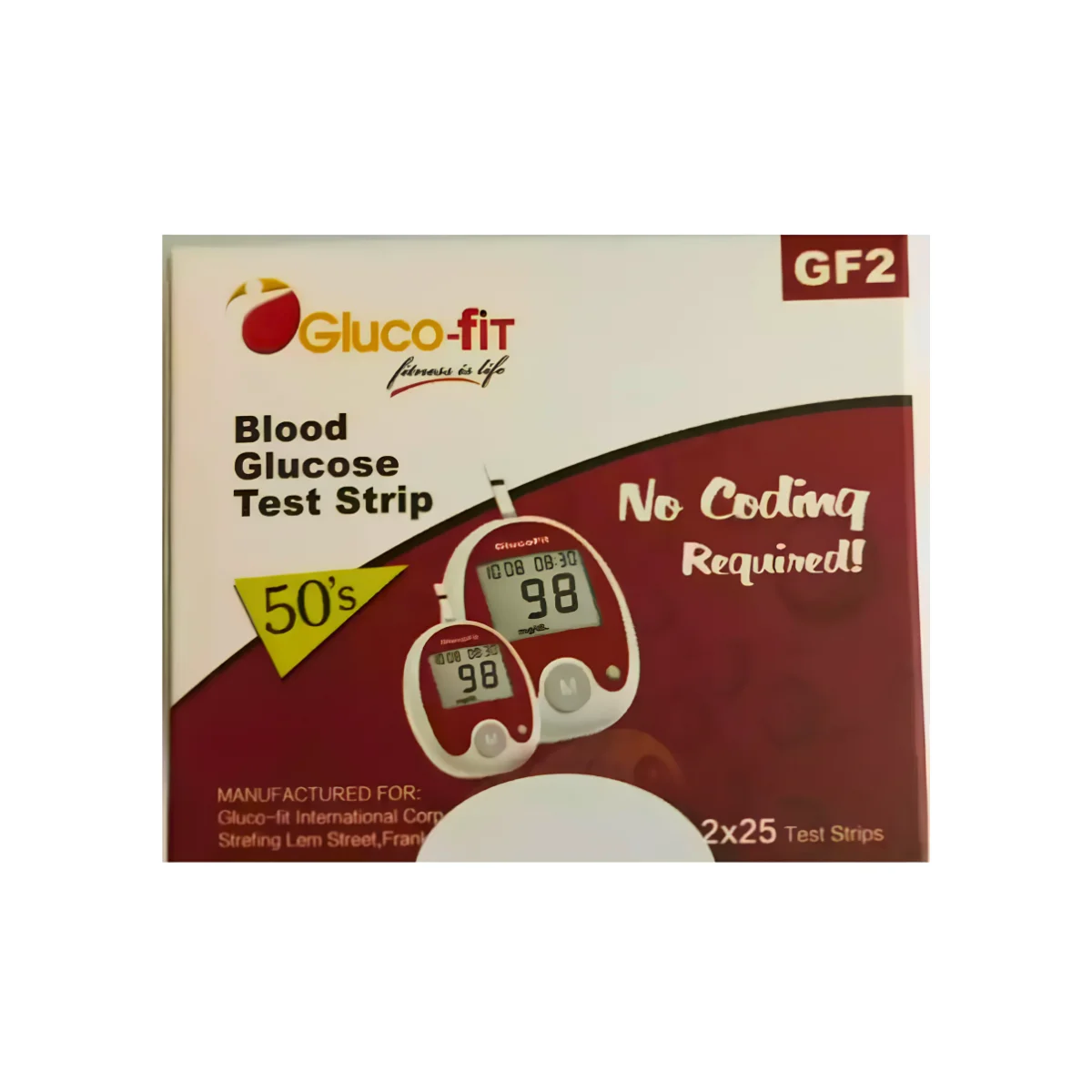 Glucofit Glucose Test Strips 50 Pack (2x25 Vials) - Image 2