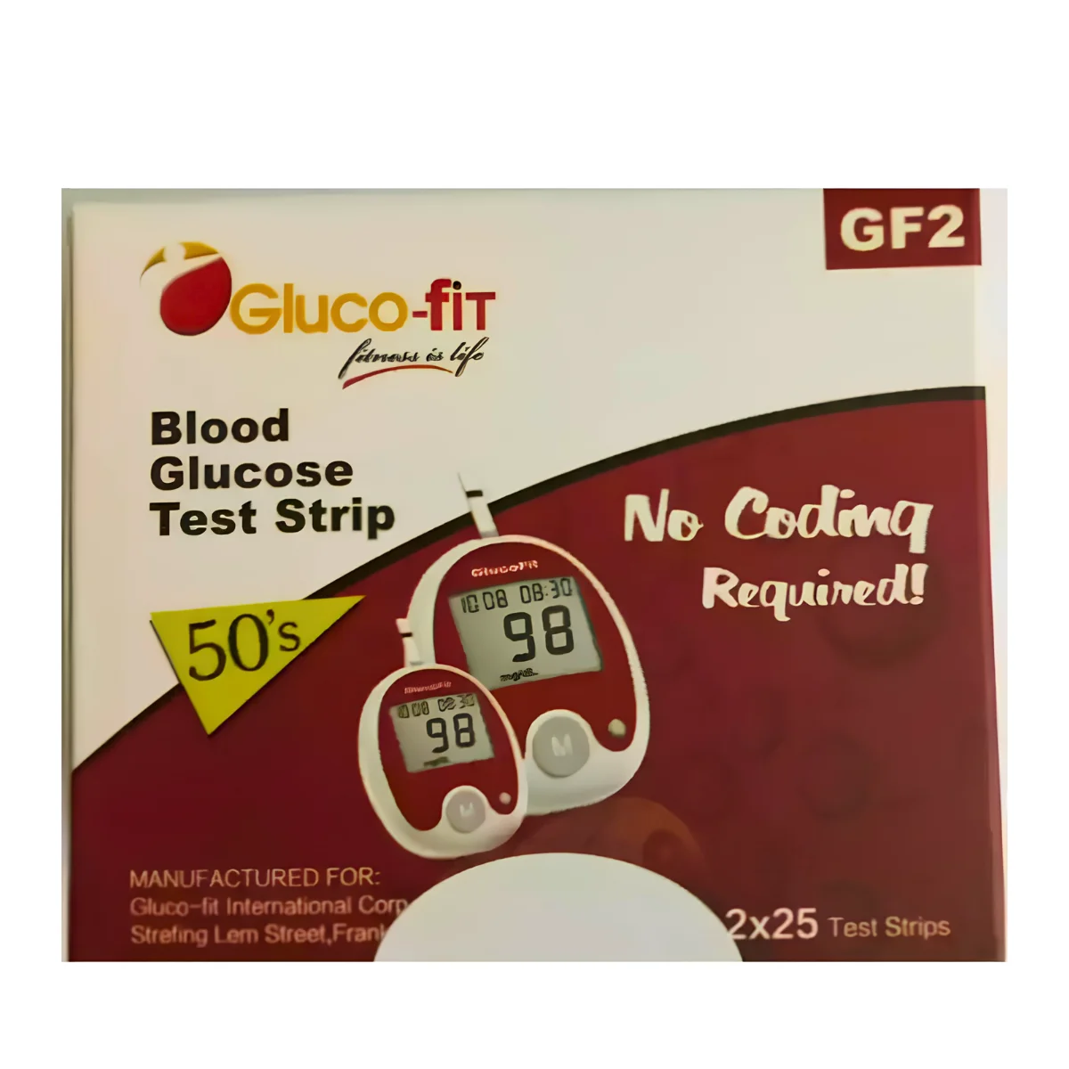 Glucofit Glucose Test Strips 50 Pack (2x25 Vials) - Image 3