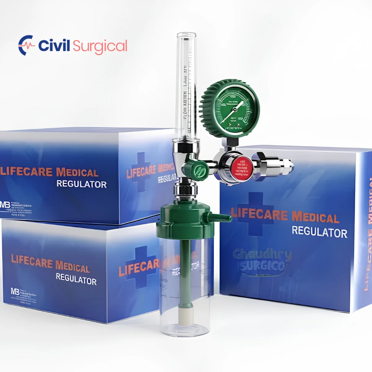 LifeCare Oxygen Gas Flowmeter Regulator with Humidifier Bottle