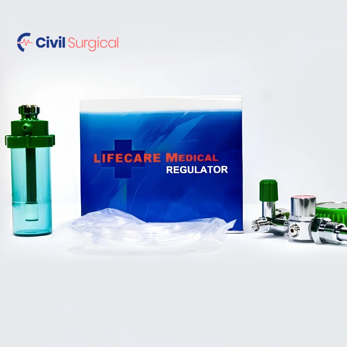 LifeCare Oxygen Gas Flowmeter Regulator with Humidifier Bottle - Image 2
